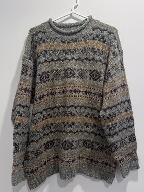 Vintage Le Collezioni Structure Men’s L Wool Blend Knit Sweater Multicolor Gray